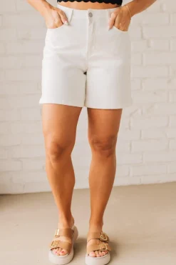 Emmalie High Waist Mom Shorts | White - ANNIEWEAR