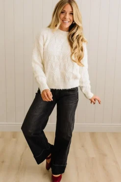 Eyelash Finish Checkerboard Sweater