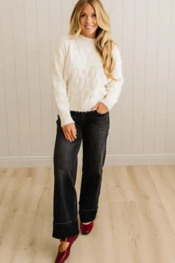 Eyelash Finish Checkerboard Sweater