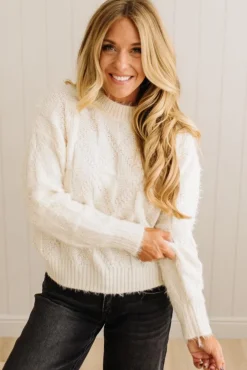 Eyelash Finish Checkerboard Sweater