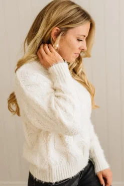 Eyelash Finish Checkerboard Sweater