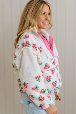 Floral Sherpa Pullover
