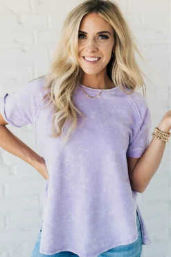 French Terry Acid Wash Top