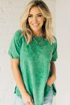 French Terry Acid Wash Top