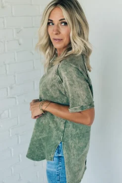 French Terry Acid Wash Top