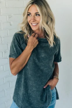 French Terry Acid Wash Top