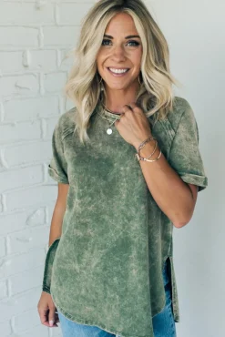 French Terry Acid Wash Top