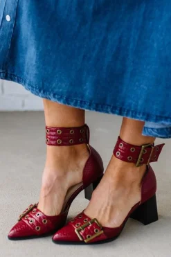 Gracie Pointed Toe Grommet Detail Heels