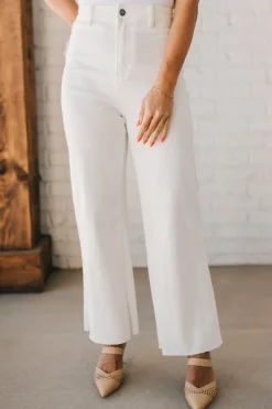 Greta High Rise Wide Leg Pants | White - ANNIEWEAR