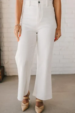 Greta High Rise Wide Leg Pants | White - ANNIEWEAR