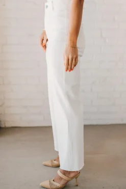 Greta High Rise Wide Leg Pants | White - ANNIEWEAR