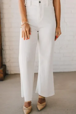 Greta High Rise Wide Leg Pants | White - ANNIEWEAR