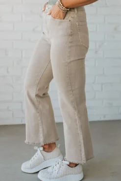 Haddie Frayed Hem Jeans | Ash Mocha - ZENANA