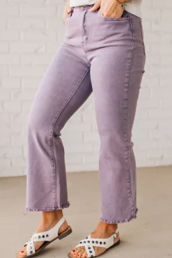 Haddie Frayed Hem Jeans | Light Plum - ZENANA