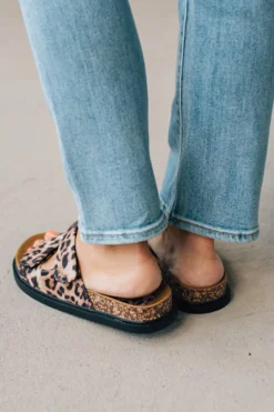 Hana Leopard Double Strap Slides