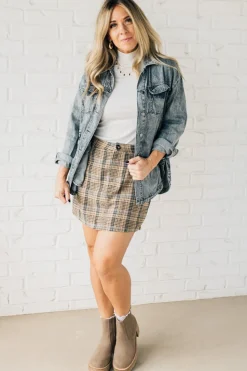 High Waist Plaid Mini Skirt