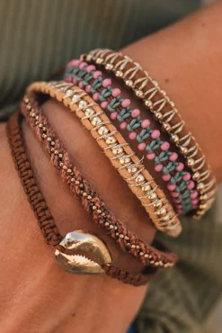 Individual Bead + Leather Layered Bracelets