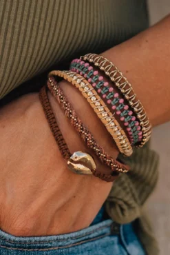 Individual Bead + Leather Layered Bracelets