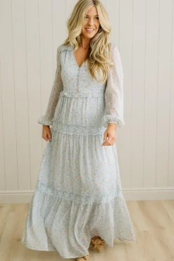 Irina Floral Lace Paneled Maxi