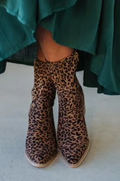 Joanie Leopard Blook Heel Boots