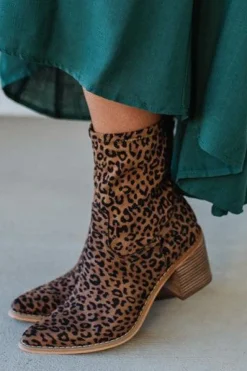 Joanie Leopard Blook Heel Boots