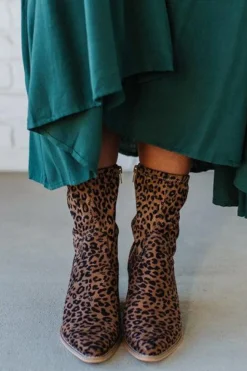 Joanie Leopard Blook Heel Boots