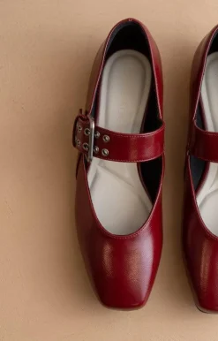 Kailey Squared Toe Mary Janes | Red