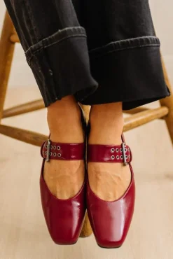 Kailey Squared Toe Mary Janes | Red