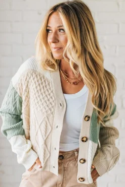 Knitted Colorblock Cardigan