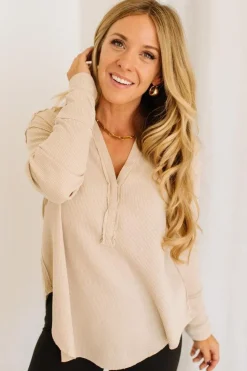 Kyla Waffled Snap Button Top