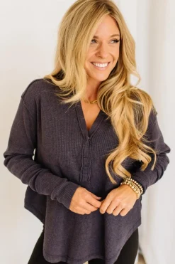 Kyla Waffled Snap Button Top