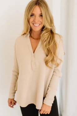 Kyla Waffled Snap Button Top