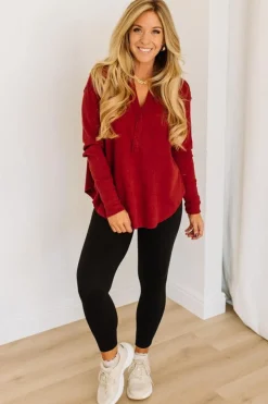 Kyla Waffled Snap Button Top