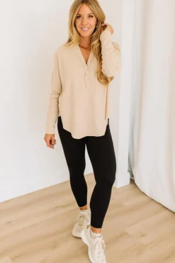 Kyla Waffled Snap Button Top