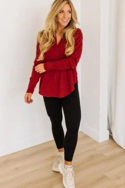 Kyla Waffled Snap Button Top