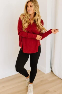 Kyla Waffled Snap Button Top