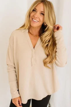 Kyla Waffled Snap Button Top