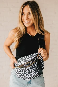 Leena Double Zipper Crossbody Bag | Leopard