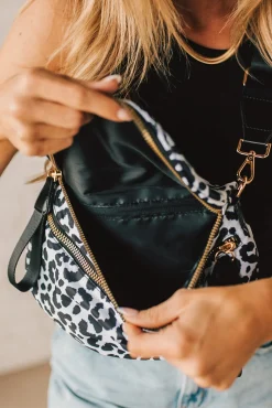 Leena Double Zipper Crossbody Bag | Leopard