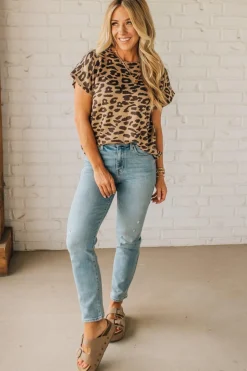 Lightweight Leopard Dolman Sweater Tee