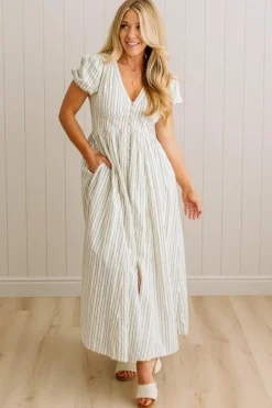 Lindsey Striped Button Front Dress