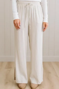 Linen Blend Drawstring Pants