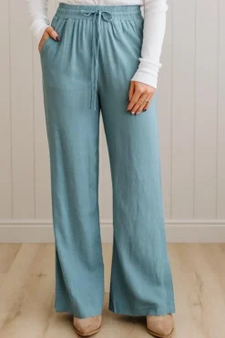 Linen Blend Drawstring Pants
