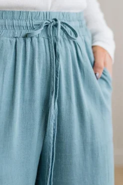 Linen Blend Drawstring Pants