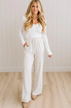 Linen Blend Drawstring Pants