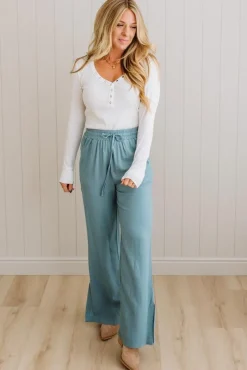 Linen Blend Drawstring Pants