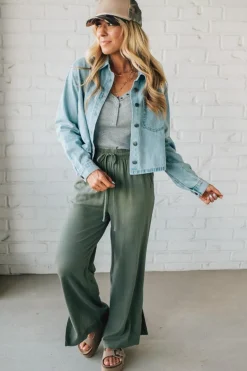 Linen Blend Drawstring Pants