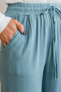 Linen Blend Drawstring Pants