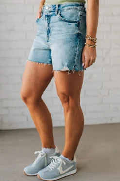 Livvy Acid Wash Cut Off Shorts - ZENANA