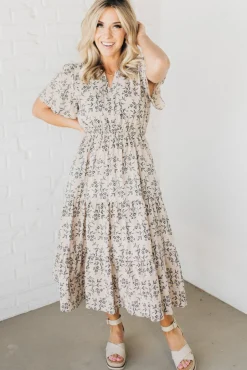 Maeve Printed Tiered Midi Dress